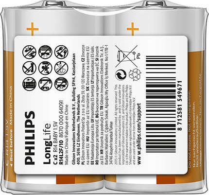 Philips Bateria LongLife C / R14 2 szt.