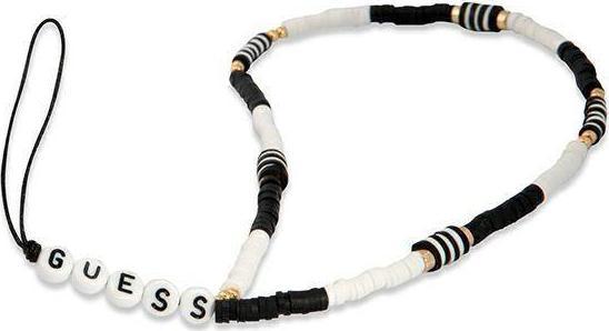 Guess Guess zawieszka GUSTBCKH Phone Strap Heishi Beads czarno-biały/black-white