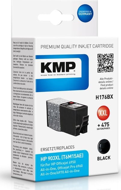 Tusz KMP H176BX - 35 ml - Grosse XXL - Schwarz - kompatibel - Tintenpatrone (Alternative zu: HP 903XL) - fur HP Officejet 6951, 6954, 6962, Officejet