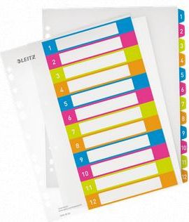 Leitz Przekładki do segregatora A4 WOW , do nadruku 1-12 (10K395D)