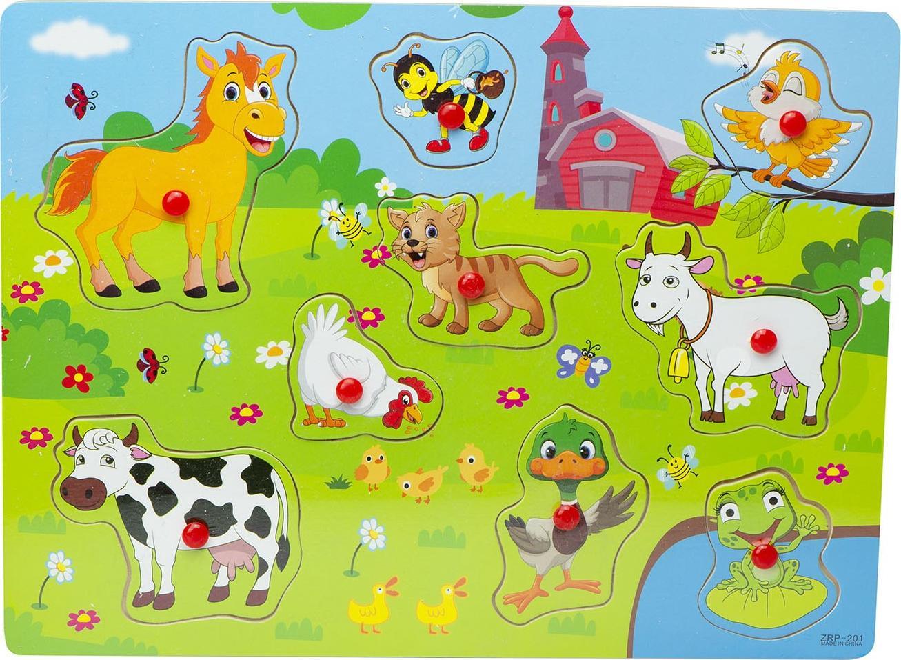 Układanka puzzle drewniane dopasuj kształty farma