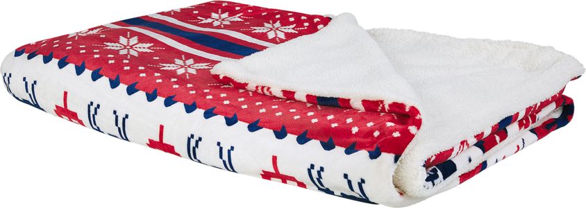 Beliani Koc 150 x 200 cm czerwony z niebieskim REKA