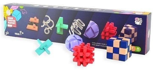 Puzzle drewniane IQ i metalowe łamigłówki 7w1