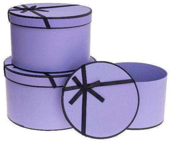 Pudełko Flower Box z kokardą 3szt purpur ROZETTE