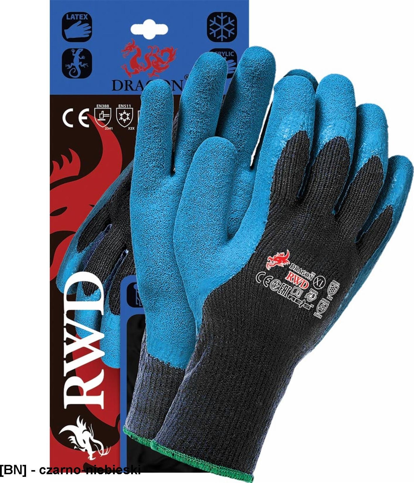 Reis RĘKAWICE AKRYLOWE POWLEKANE GUMĄ, OCIEPLANE RWD M [jm.PAR] - REK RWDM