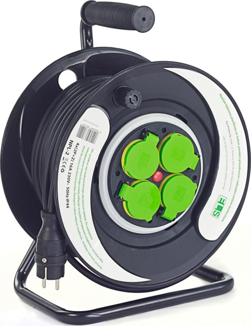 ELS Elektrotechnika Przedłużacz 40m OW3*2,5 4x230V IP44 T bęben plastikowy stały panel