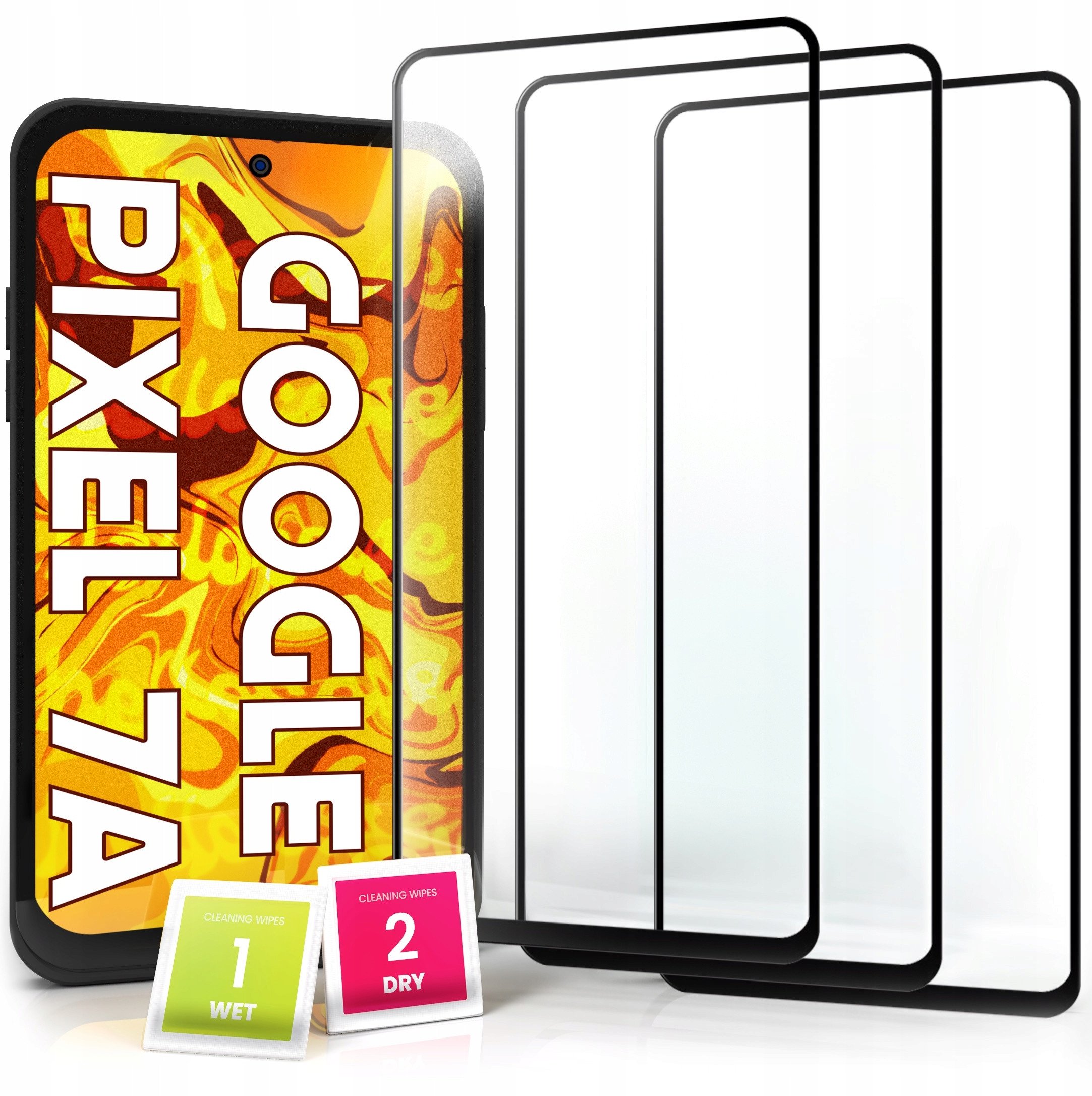 3-PAK Szkło Hartowane do Google Pixel 7a Ochronne Pełne Na cały ekran 5D 9H