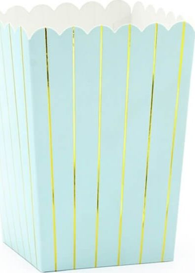 Party Deco pudełka na popcorn w złote paski 6 sztuk uniwersalne (34015)