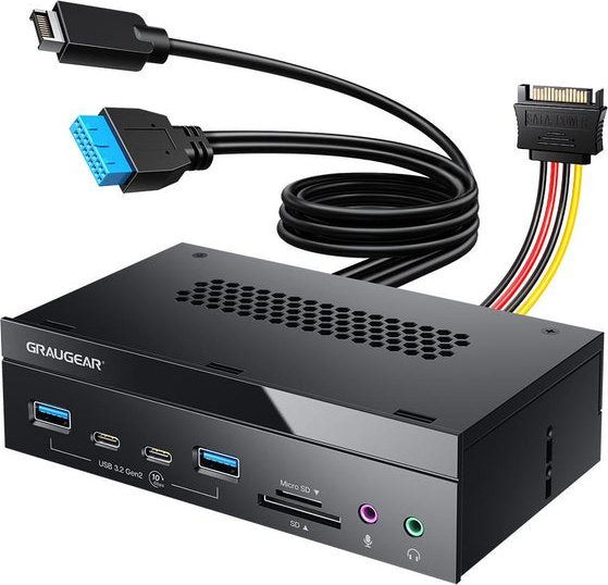 Czytnik Graugear Wielofunkcyjny panel przedni do zatoki 5,25 ” z HUB-em USB i czytnikiem kart