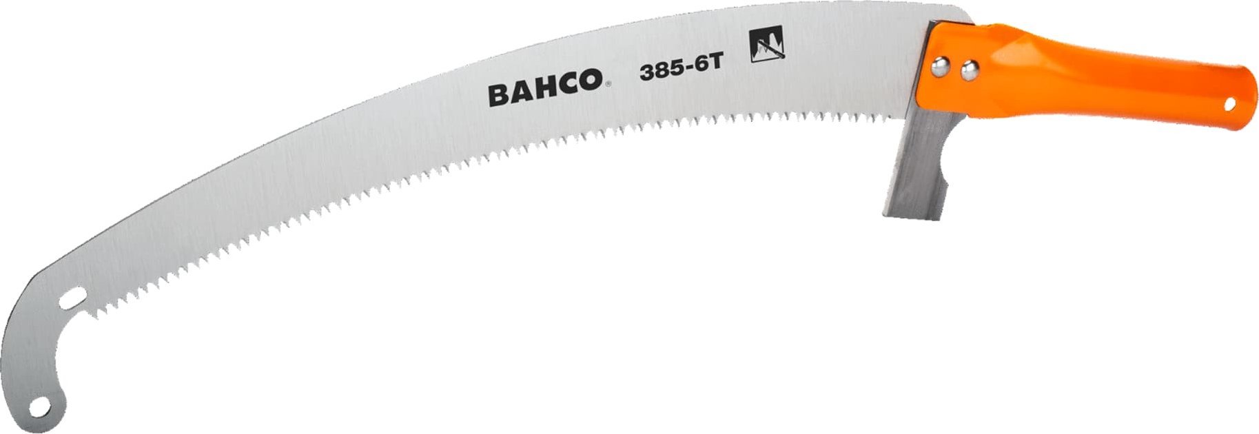 Bahco Bahco Pjūklas naudojamas su kotu 25 mm skersmens. Grūdinti dantys. Geležtės ilgis 360 mm. Riesta "nosis", kad neišlystų iš prapjovos.