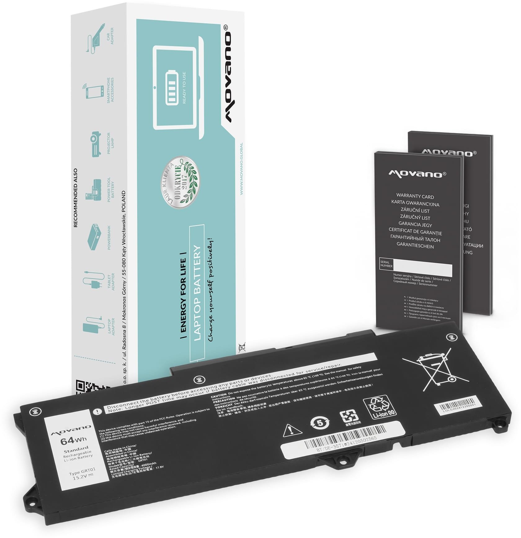 Bateria Movano do Dell Latitude 5421, 5521, Precision 3571, 3470