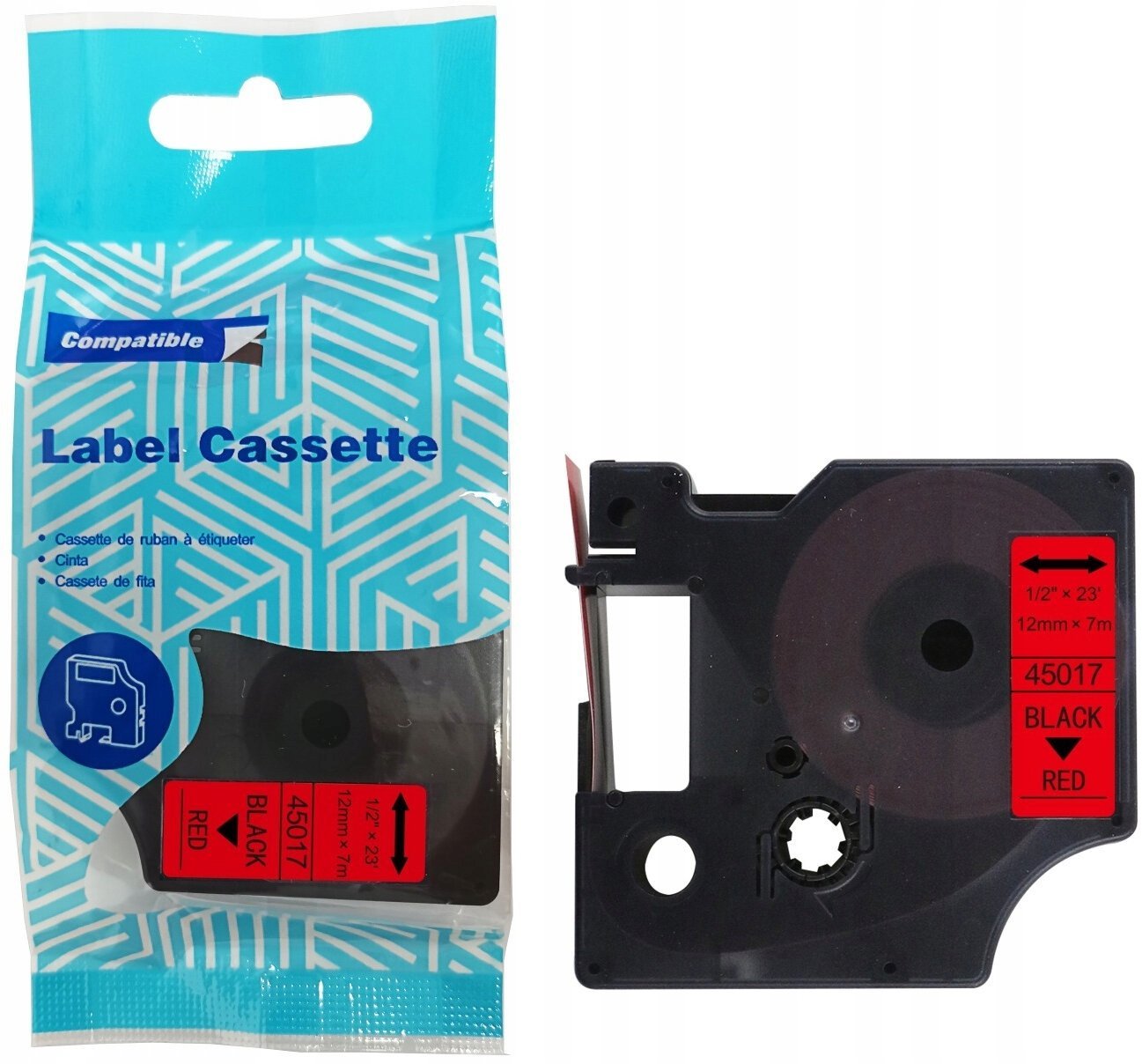 Taśma DYMO D1 45017 12mm x 7m S0720570 czarny na czerwonym zamiennik