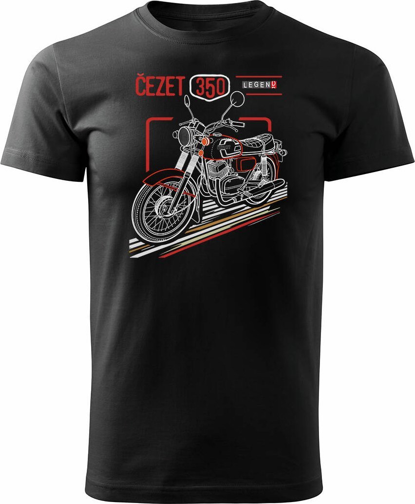 Topslang Koszulka z motocyklem na motor Cezet Cezeta 350 męska czarna REGULAR S