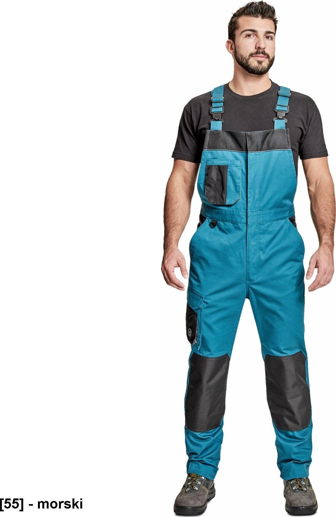 CERVA CREMORNE ogrodniczki - męskie ogrodniczki robocze, wytrzymała tkanina bawełnianiana, 60% bawełna, 40% poliester - morski 48