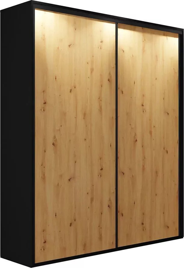 Elior Szafa przesuwna 200 cm czarny + dąb artisan - Savona 2X