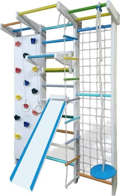 Babygame Drabinka gimnastyczna drewniana kolorowa + ścianka do wspinaczki Mistrz Max