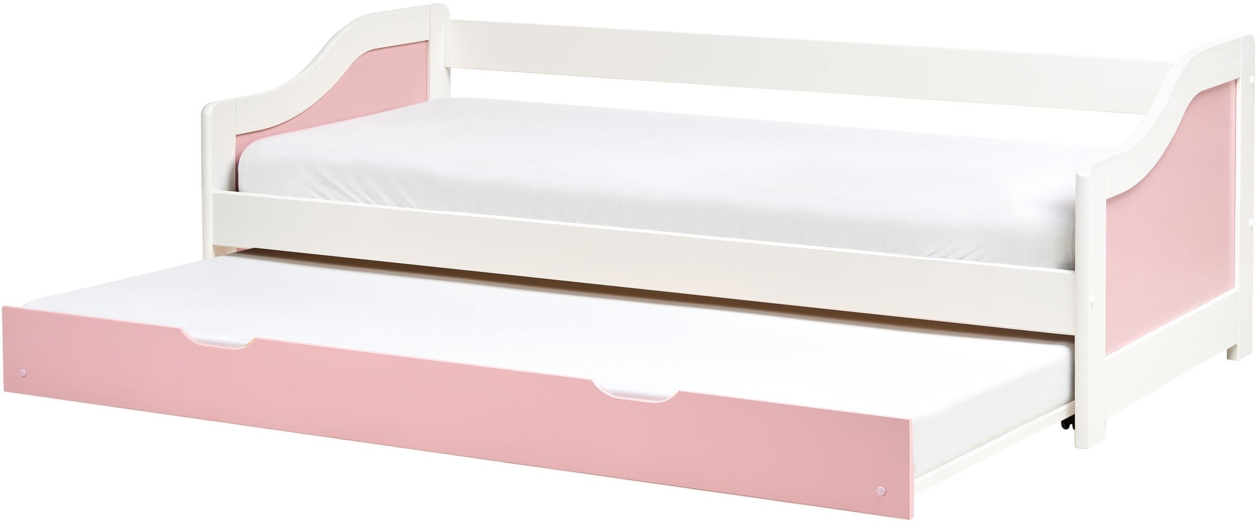 Łóżko wysuwane Drewno sosnowe LUNERAY 90 x 200 cm Różowy