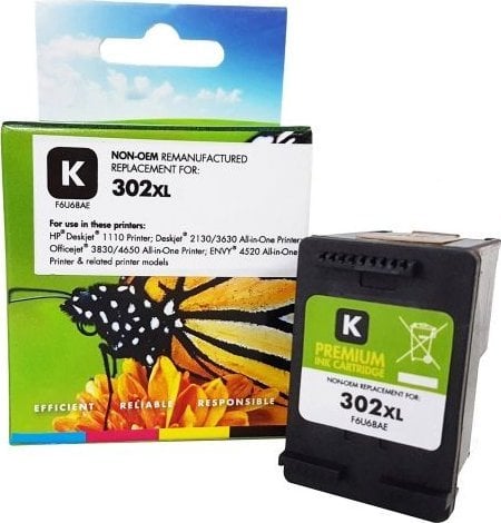 Tusz Static Control Compatible Static-Control Hewlett-Packard 302XL (F6U68AE) Black, 480 p.