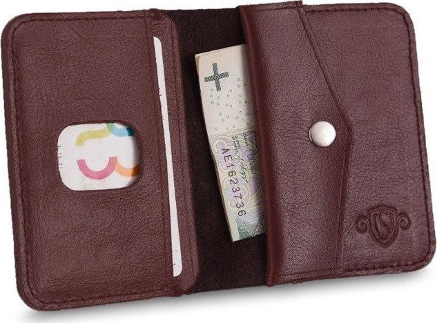 Solier Cienki skórzany męski portfel z bilonówką SOLIER SW16 SLIM bordowy uniwersalny