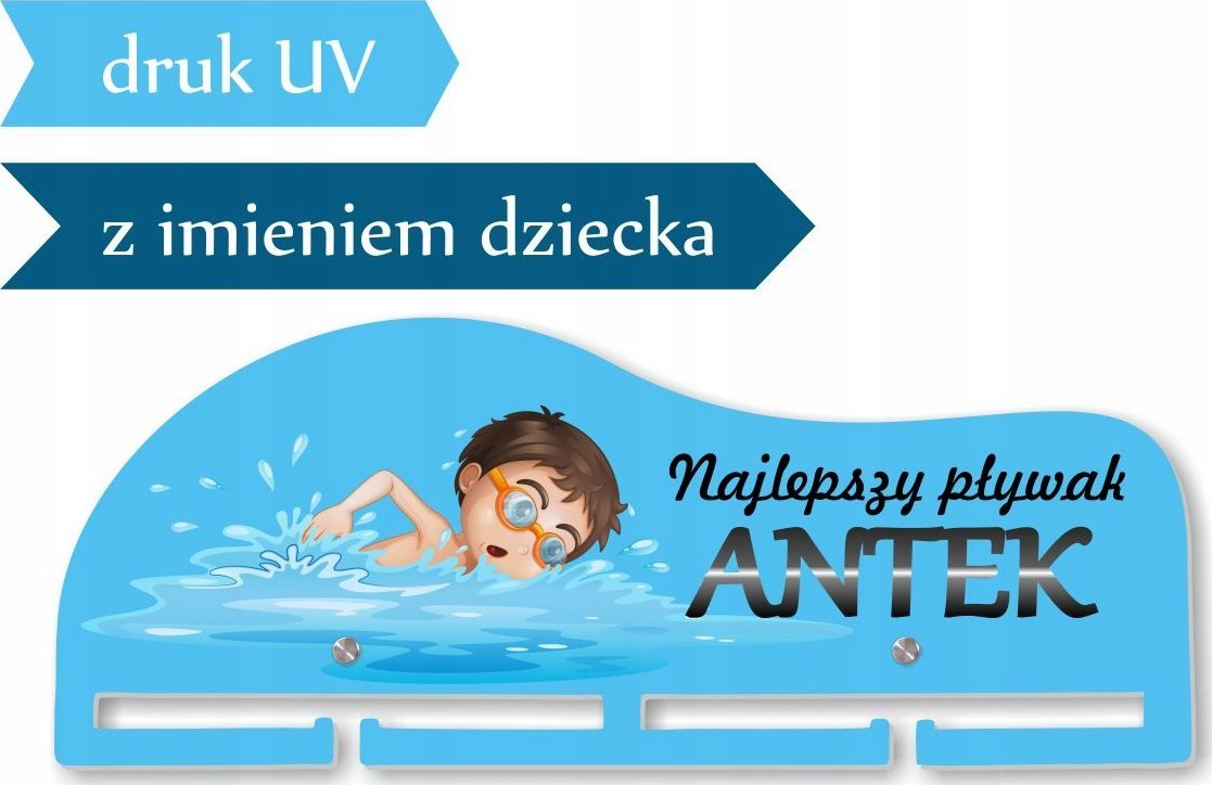 naSciane Wieszak MEDALÓWKA na medale pływanie imię 3D UV ch