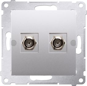 Kontakt-Simon Gniazdo antenowe Simon 54 typu F podwójne srebrny mat (DASF2.01/43)
