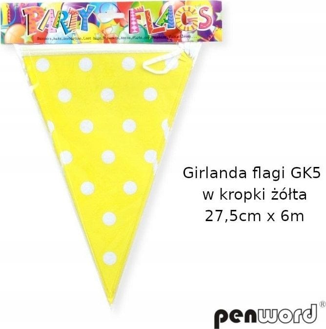 Teka Girlanda flagi w kropki żółta 27.5cmx6m