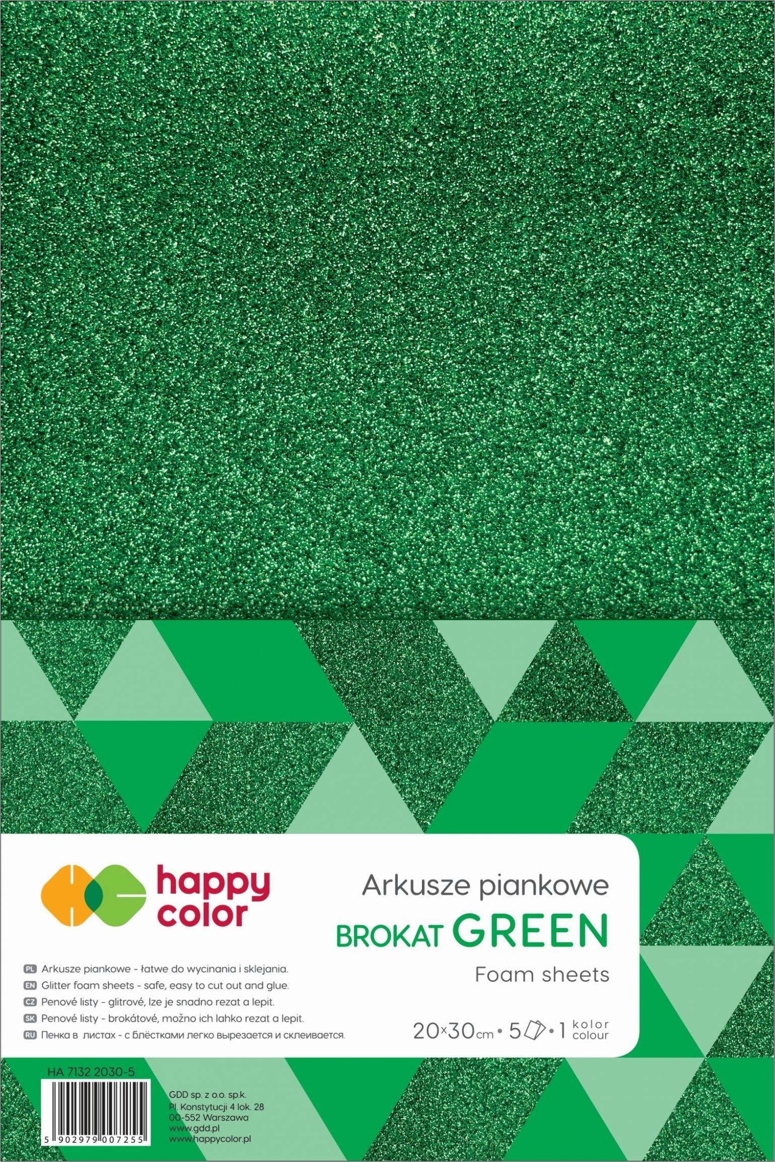Happy Color Pianka Happy Color brokatowa 20x30 cm 5 ark Zielony