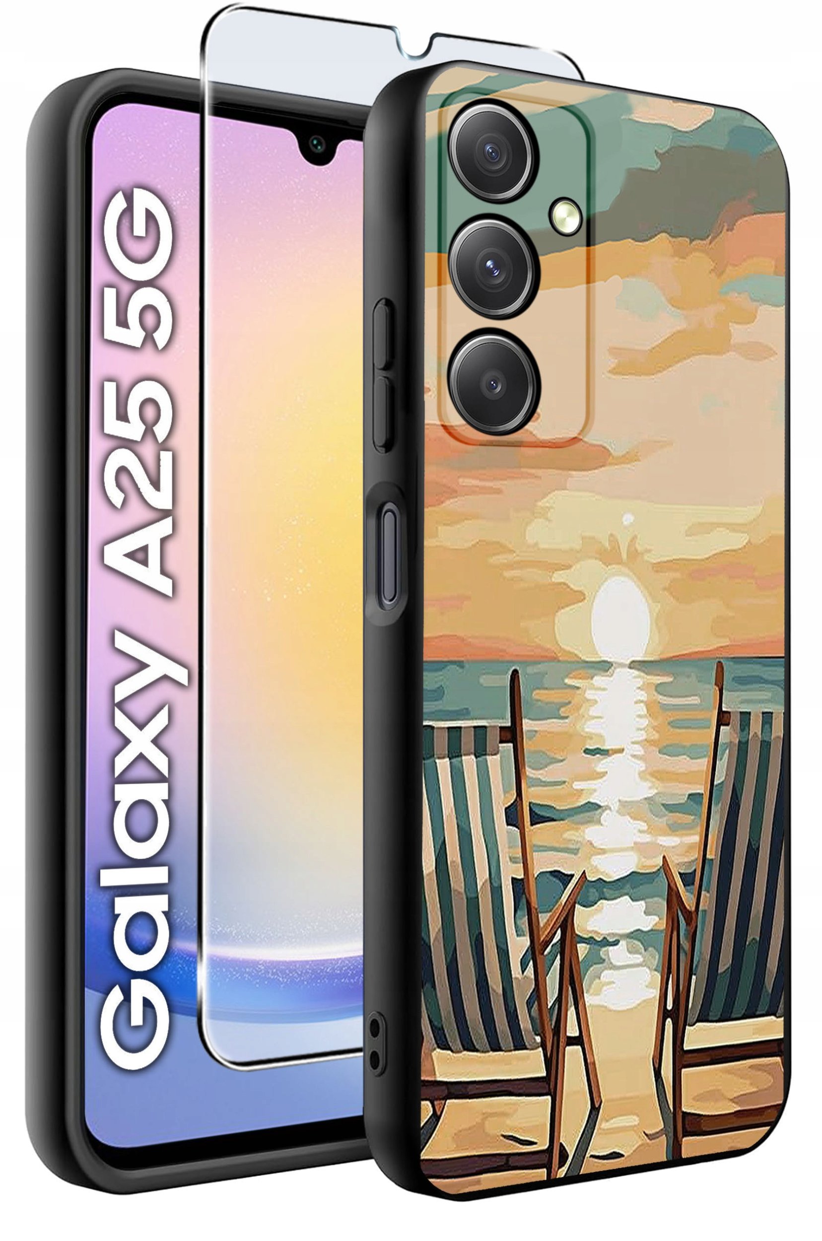 ETUI do Samsung A25 5G WZORY | SILIKONOWE MATT CASE + SZKŁO HARTOWANE 9H