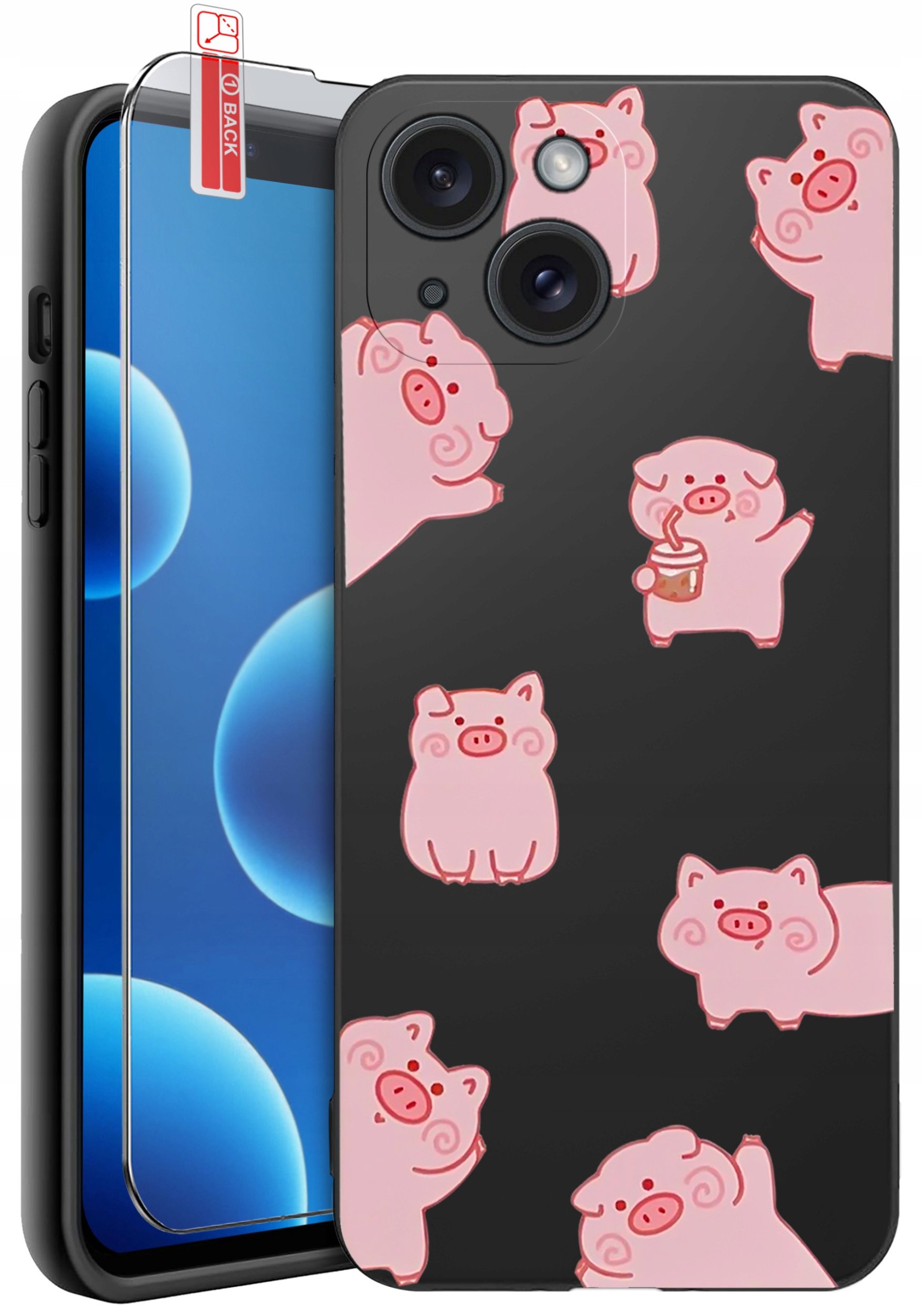 ETUI do iPhone 13 | 14 | WZORY | SILIKONOWE MATT CASE + SZKŁO 9H