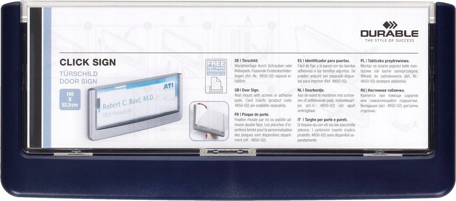 Durable TABLICZKA INFORMACYJNA 149X52.5MM DURABLE CLICK SIGN 486007 GRANATOWA Z WYSOKIEJ JAKOŚCI PLASTIKU