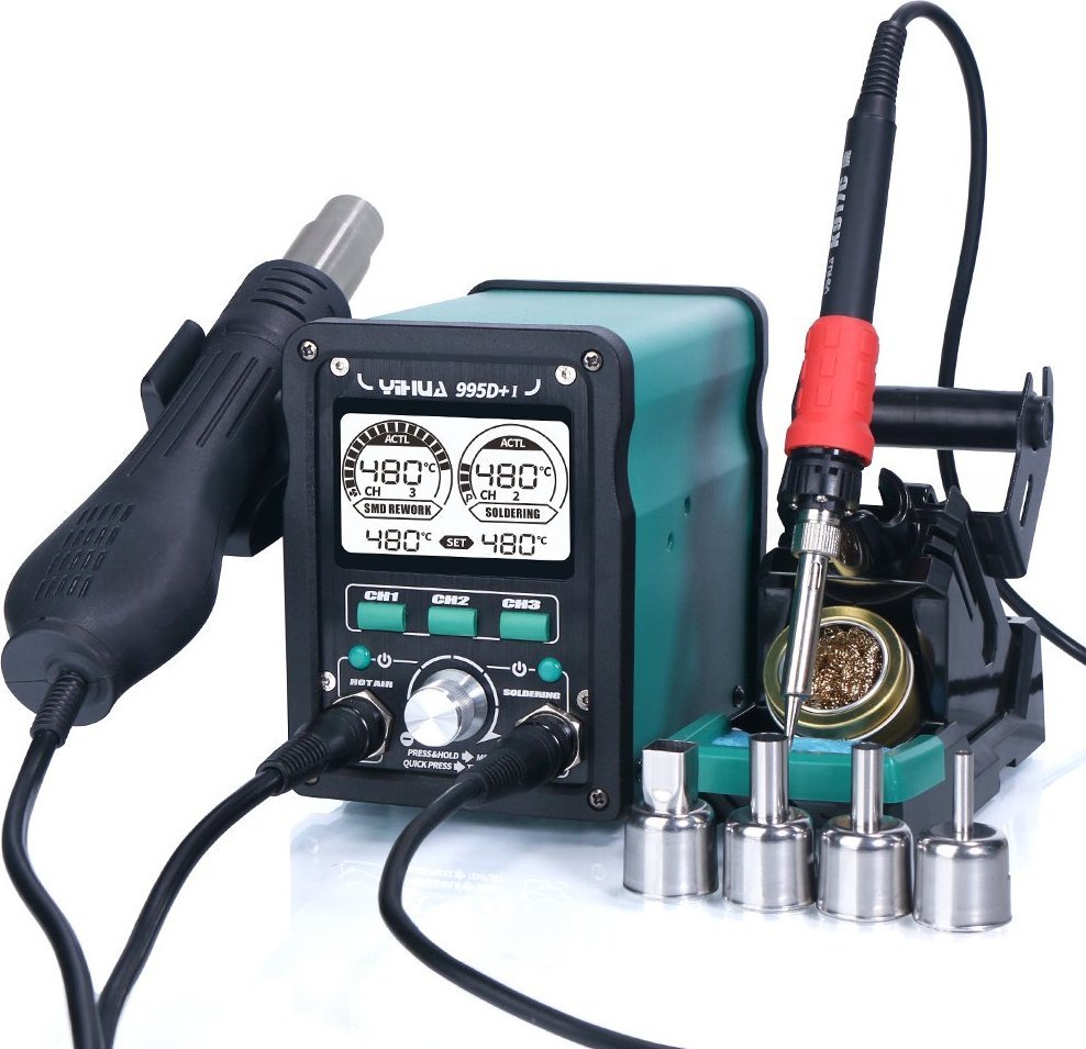 Techrebal Stacja lutownicza 2w1 z lutownicą grotową 110W Yihua 995D+-I