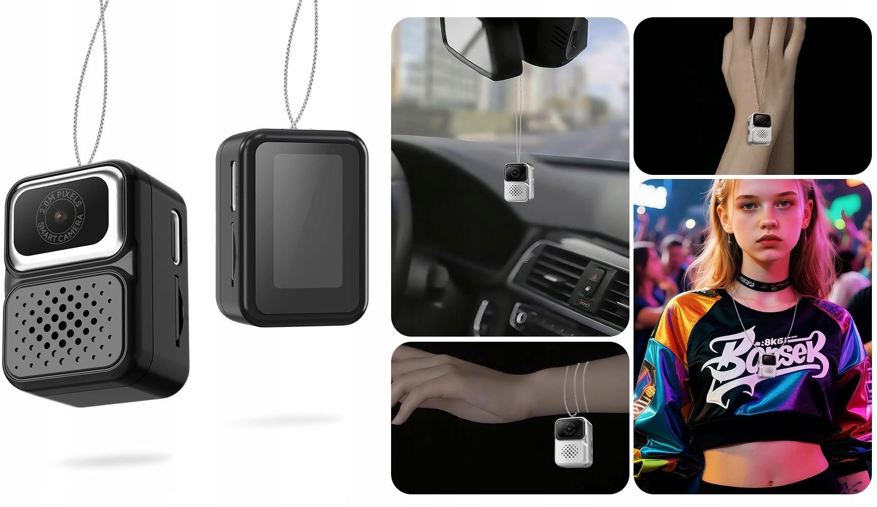 Aparat cyfrowy Xrec Mini Aparat Cyfrowy X3 2mp Video Lcd 0,96 Wisiorek breloczek zawieszka / X3 Czarny