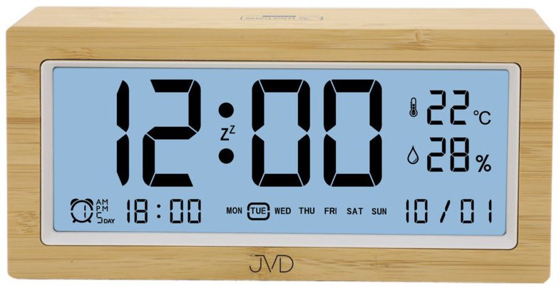JVD Budzik SB2897 cyfry 4 cm, 3 alarmy, termometr