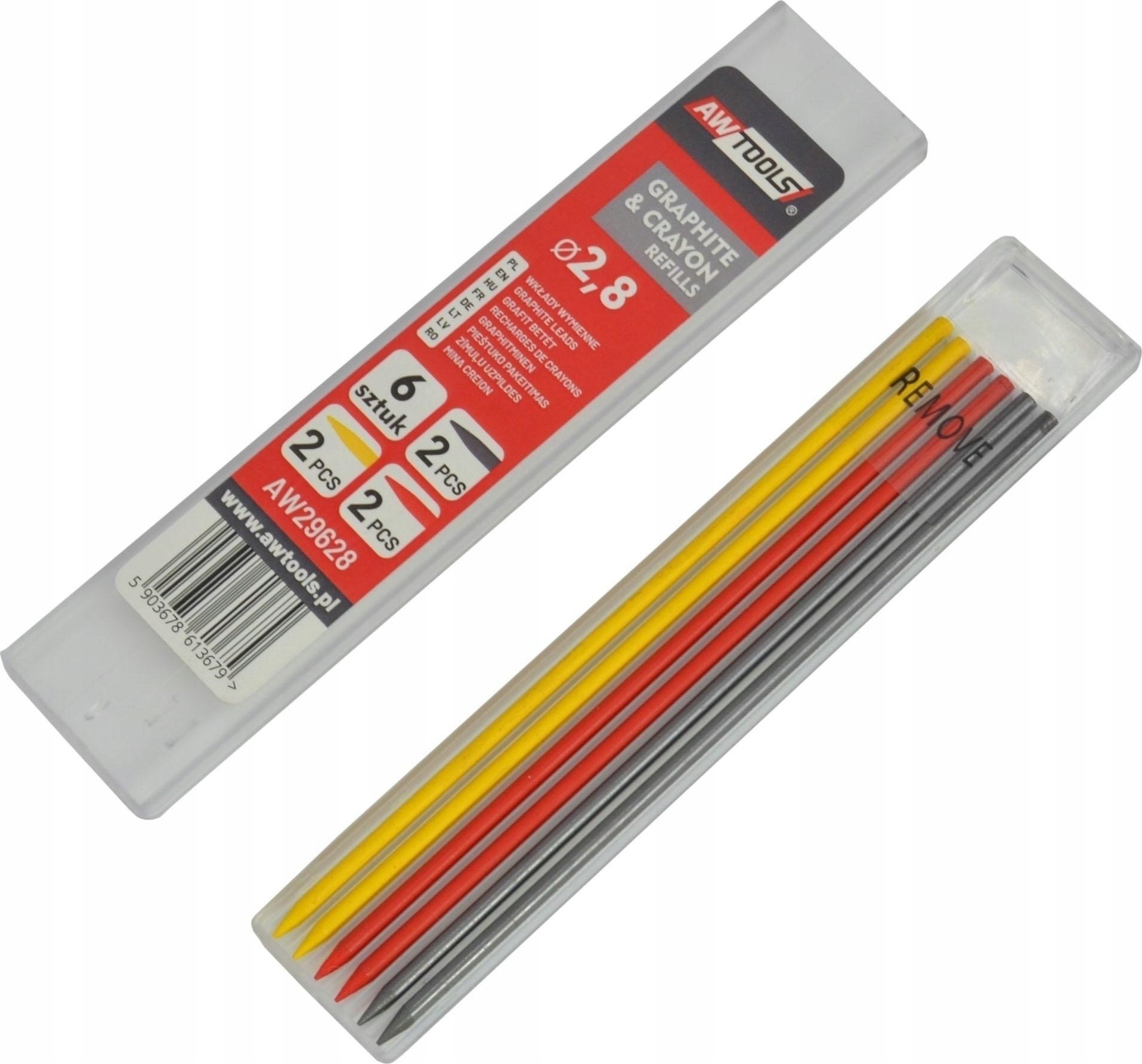 AWTools AW WKŁADY WYMIENNE KOLOROWE DO OŁÓWKA AUTOMATYCZNEGO kpl. 6szt.