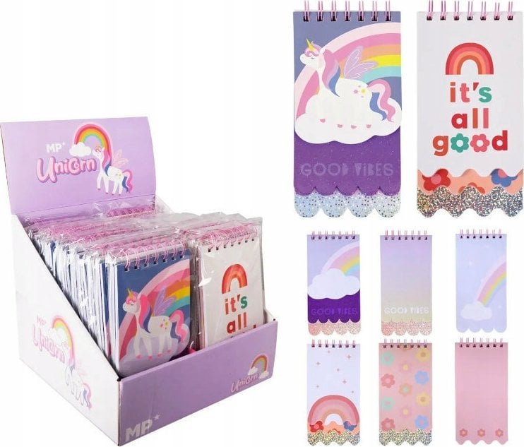 Notes na spirali Unicorn 10x19,5cm MIX