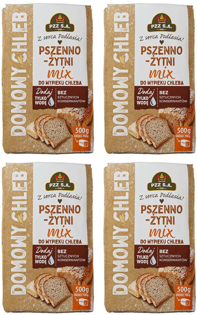 PZZ Mieszanka do wypieku chleba Mix pszenno-żytni 500 g x 4 sztuki