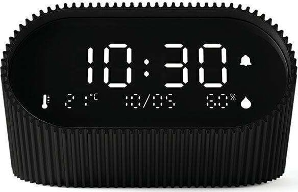 Lexon Ray Clock Alarm Clock with Temperature and Humidity Sensor Black/Black LR155MN3