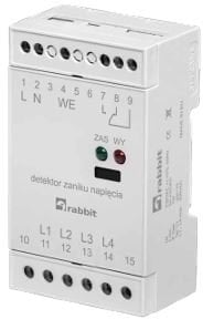 RABBIT Detektor Zanik Napięcia DZN Pro 230 V AC, 72x91x62 mm, IP20, RABB7012G2W16