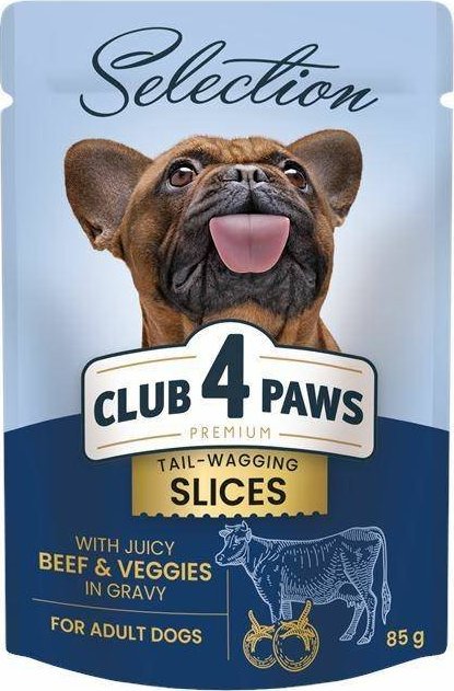 Club 4 Paws Club4Ł Pies Saszetka 85g Plastry Wołowina Warzywa