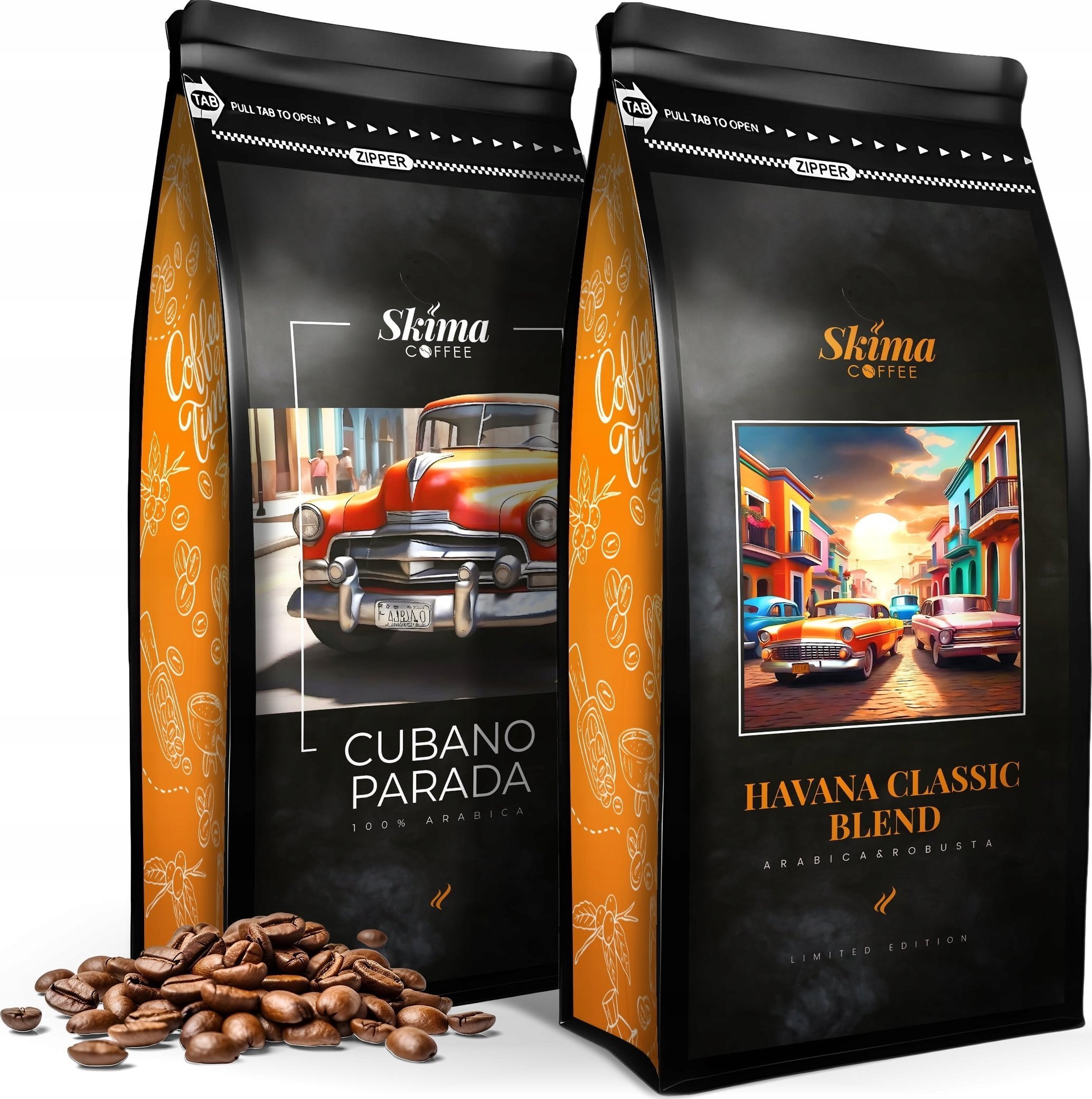 Kawa ziarnista SkimaCoffee Zestaw Kawa ziarnista 1kgX2 HAVANA CLASSIC BLEND, CUBANO PARADA Świeżo Palona do ekspresu