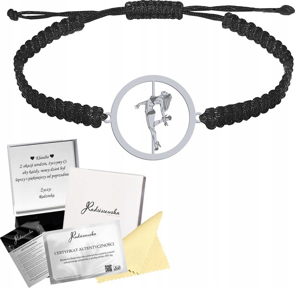 Radziszewska Jewellery Bransoleta Pole Dance Srebro 925 Makrama Prezent Biżuteria GRAWER GRATIS