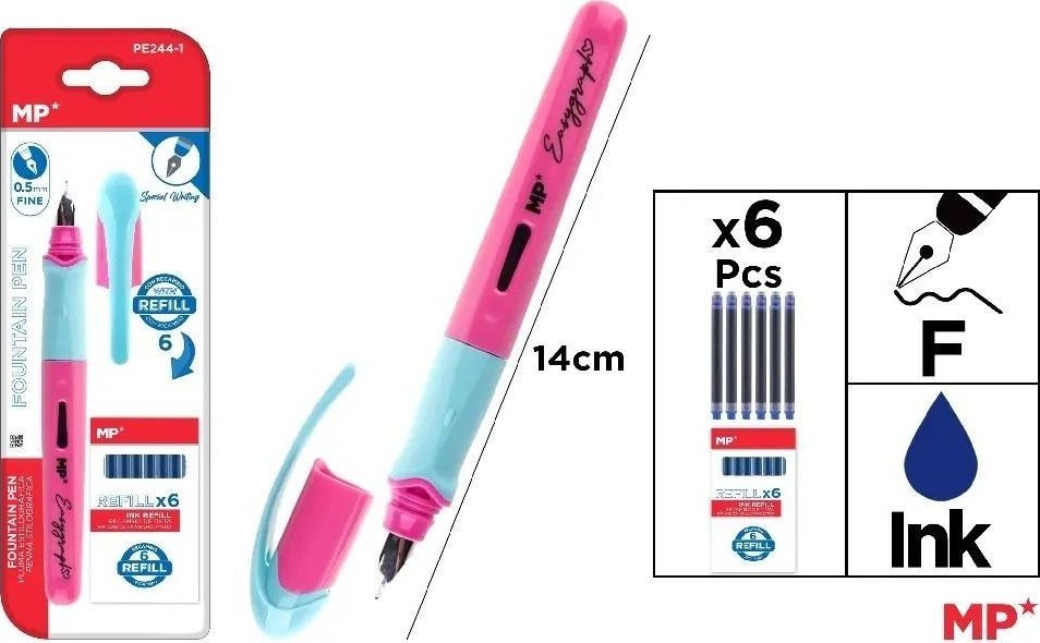 Pióro wieczne 0.5mm z wkładami różowe