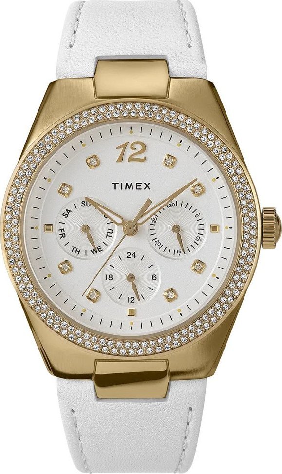 Zegarek Timex Zegarek damski Timex TW2V80500 CYRKONIE biały