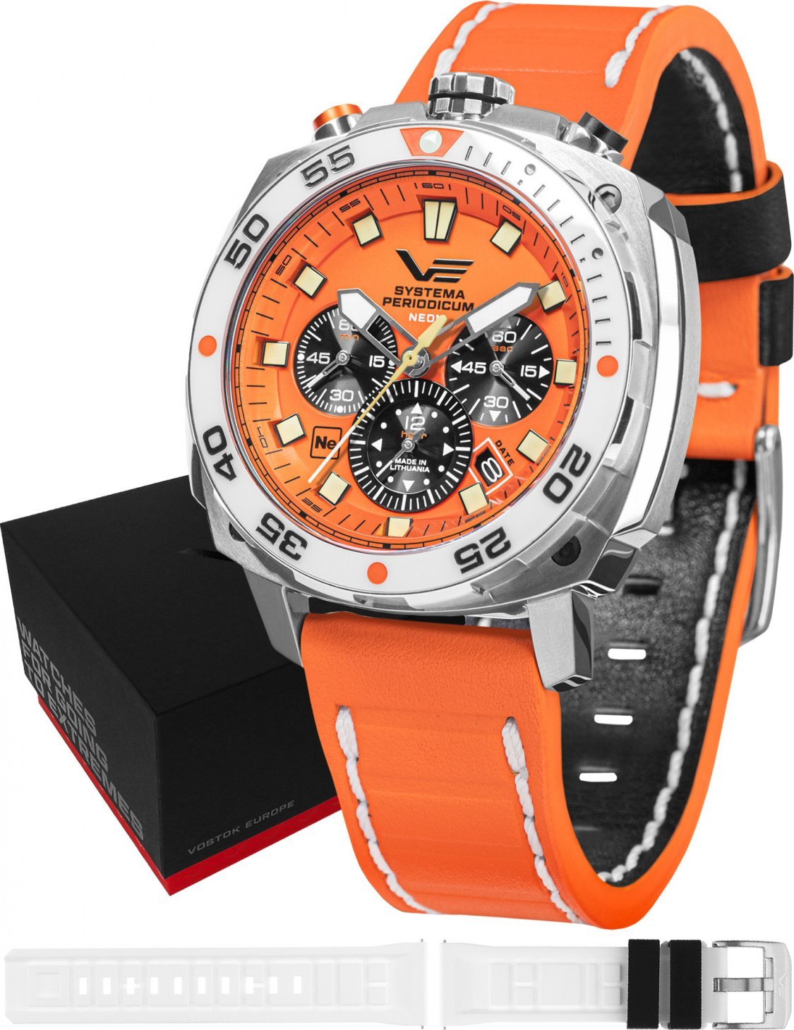 Zegarek Vostok Europe Zegarek męski VK67-650A723 pomarańczowy