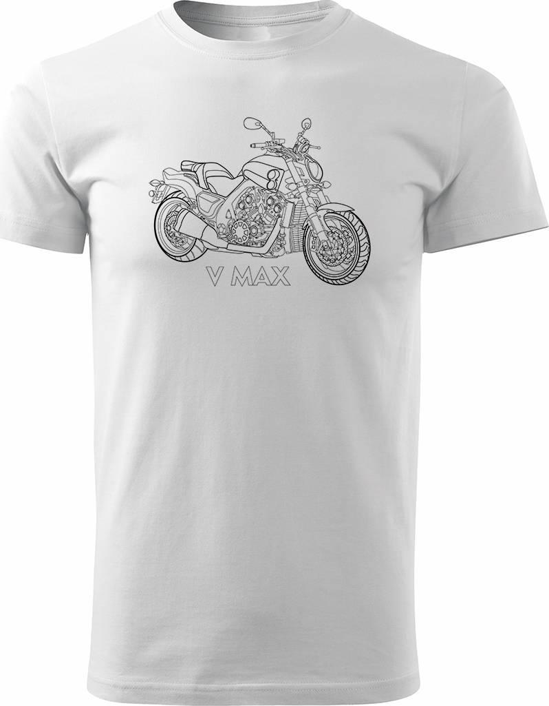 Topslang Koszulka motocyklowa z motocyklem Yamaha V MAX VMAX męska biały REGULAR XL
