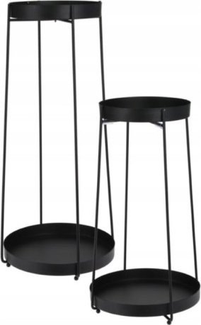 Koopman Kwietnik ozdobny stojący metalowy czarny 2 szt.