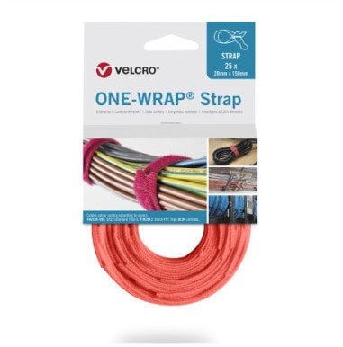 Taśma do wiązania VELCRO One Wrap 13 mm x 200 mm, 25 sztuk, pomarańczowa