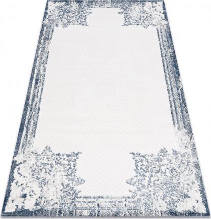 Dywany Łuszczów Dywan AKRYL VALS 0A039A C53 47 Kwiaty ramka kość słoniowa / niebieski , 100x200 cm