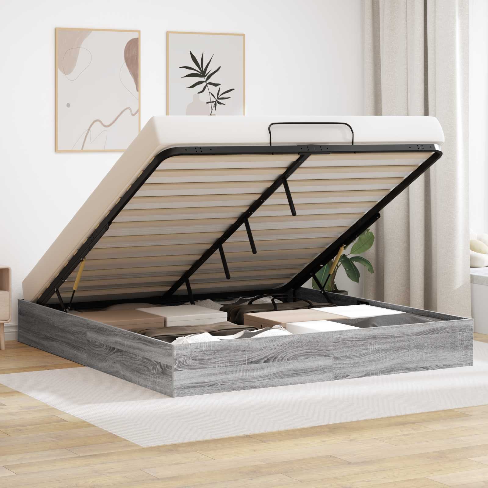 vidaXL Łóżko otomanowe Szary Sonoma 193 x 120 x 25 cm Płyta wiórowa