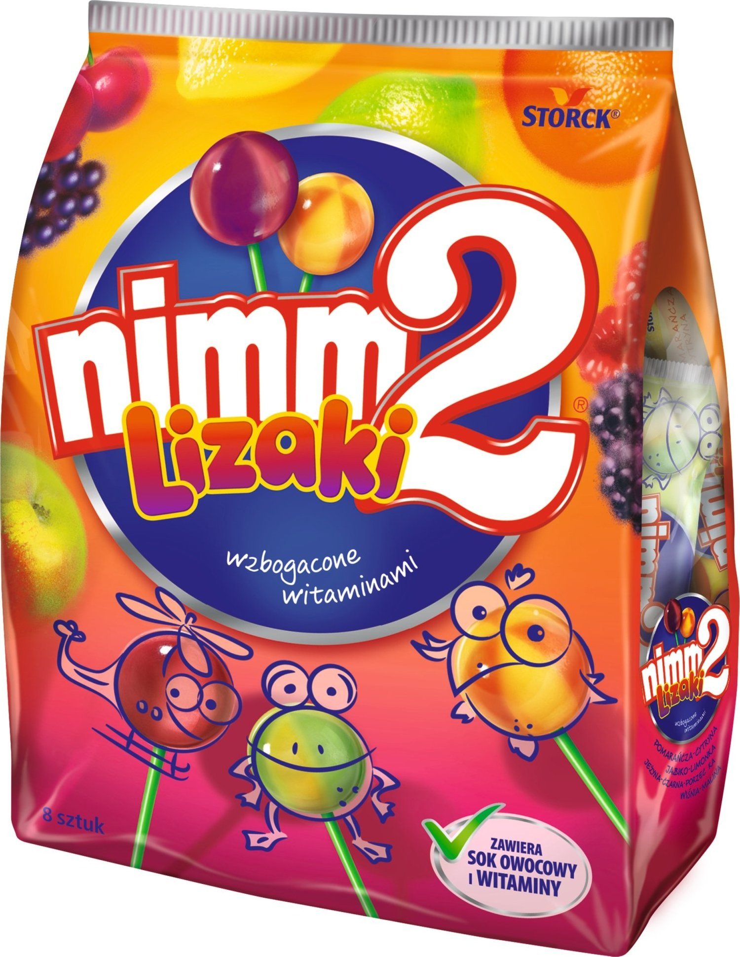 Nimm2 nimm2 lizaki enriched with vitamins and juice w 4 owocowych smakach 80 g (8 sztuk)